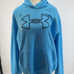 NWT Under Armour Fleece Big LogoSky Blue Large Pullover Hoodie. 1358227